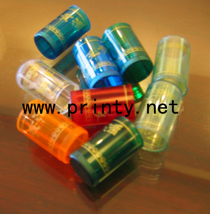 Canisters hot stamping samples by fully auto cosmetic bottle cap top hot press machine 